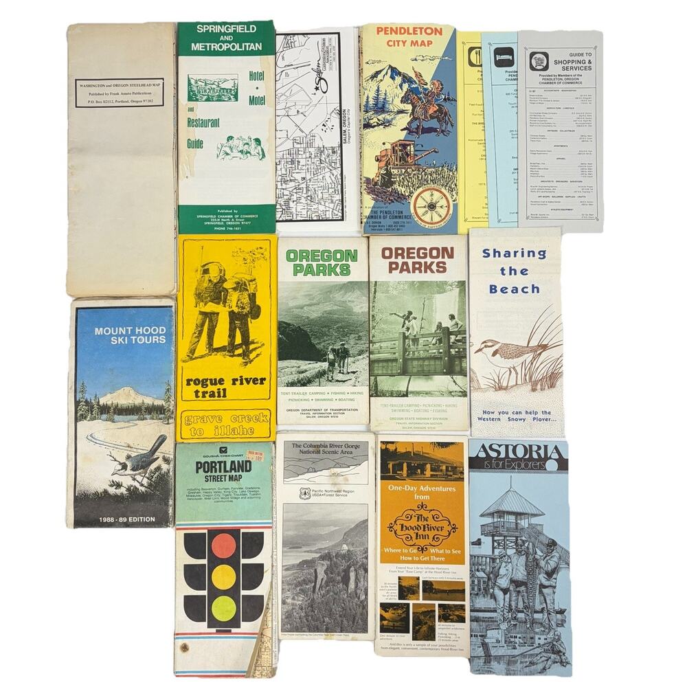 LOT 17 Vintage Travel Brochures Steelhead City Road Maps Oregon State Park 1970s